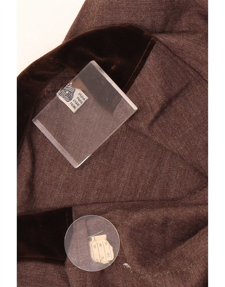 Vintage mujer camisa vestido Reino Unido 12 lana marrón medio