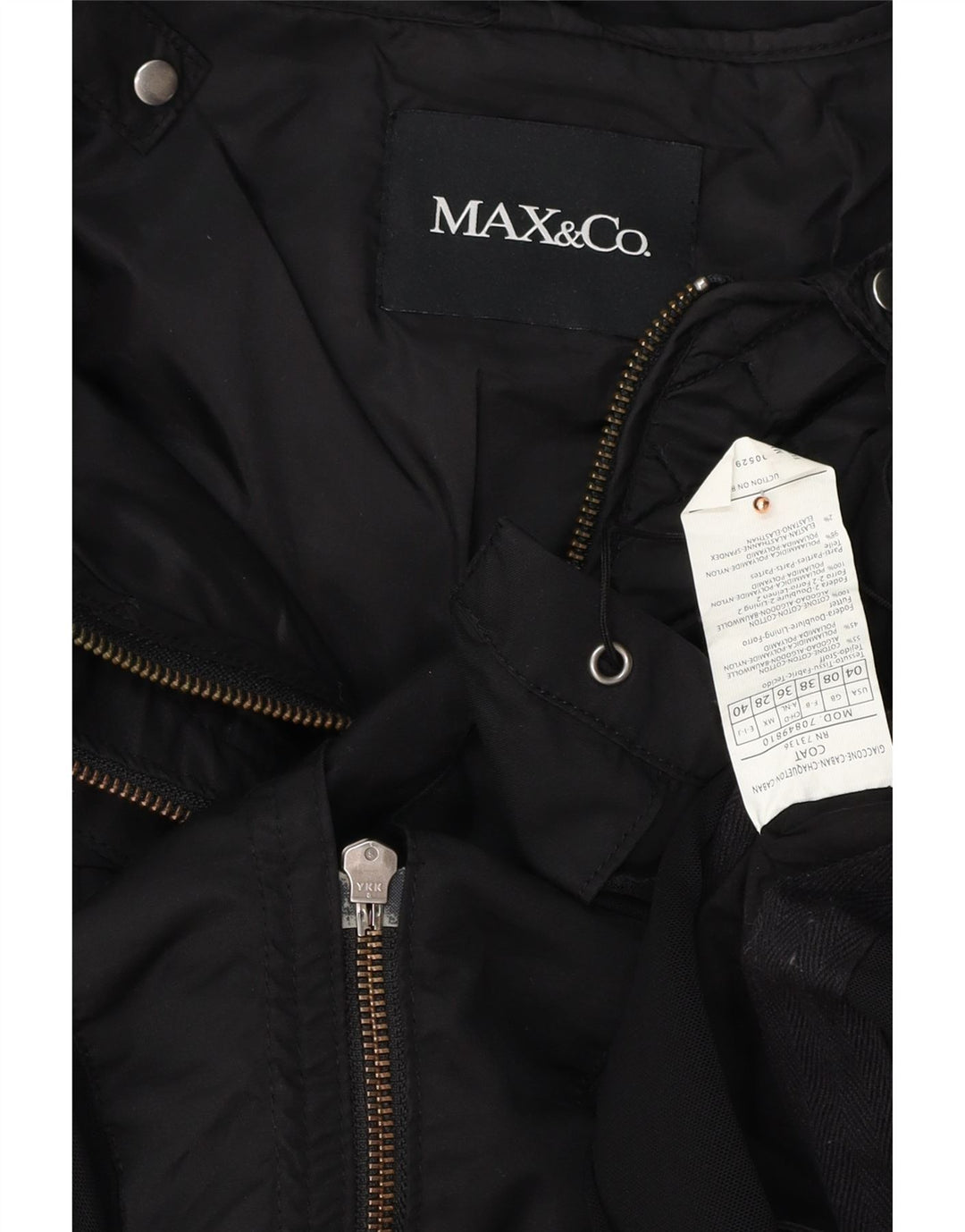 MAX & CO. Chaqueta parka extragrande con capucha para mujer UK 8 Small Black Cotton