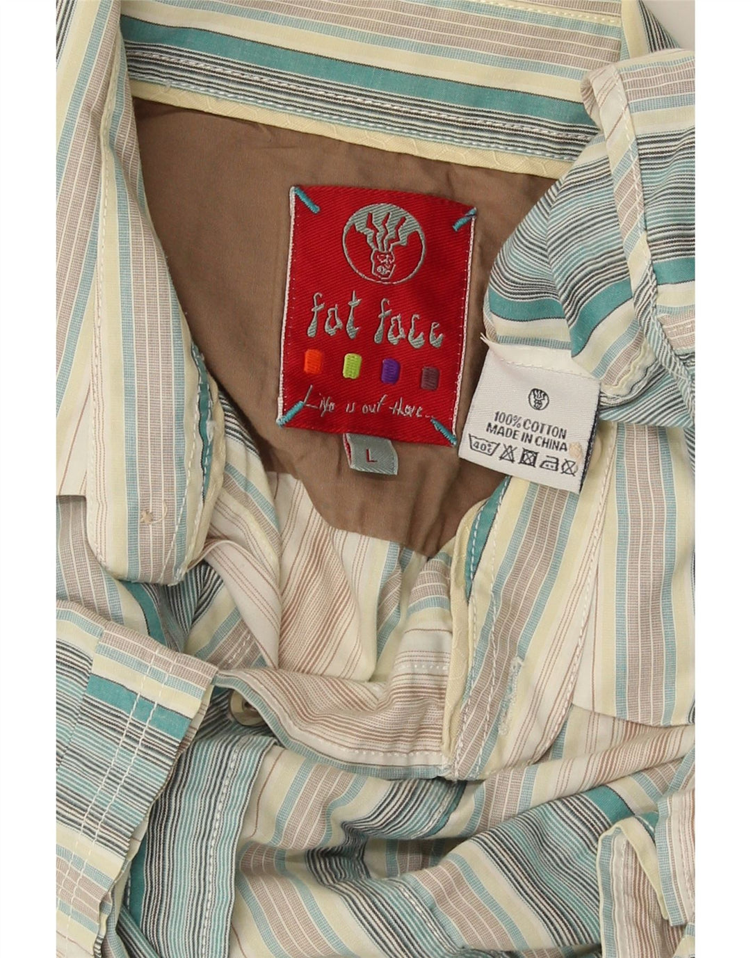 Camisa de manga corta para hombre Fat Face de algodón a rayas azules grandes