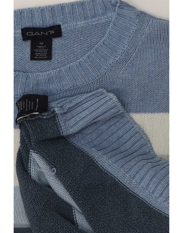 Gant Jersey De Cuello Redondo Para Hombre Jersey De Algodón A Rayas Azul Medio