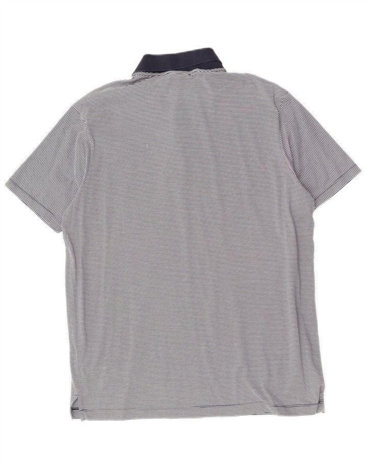 PAUL & SHARK Polo para hombre grande de algodón a rayas azul marino