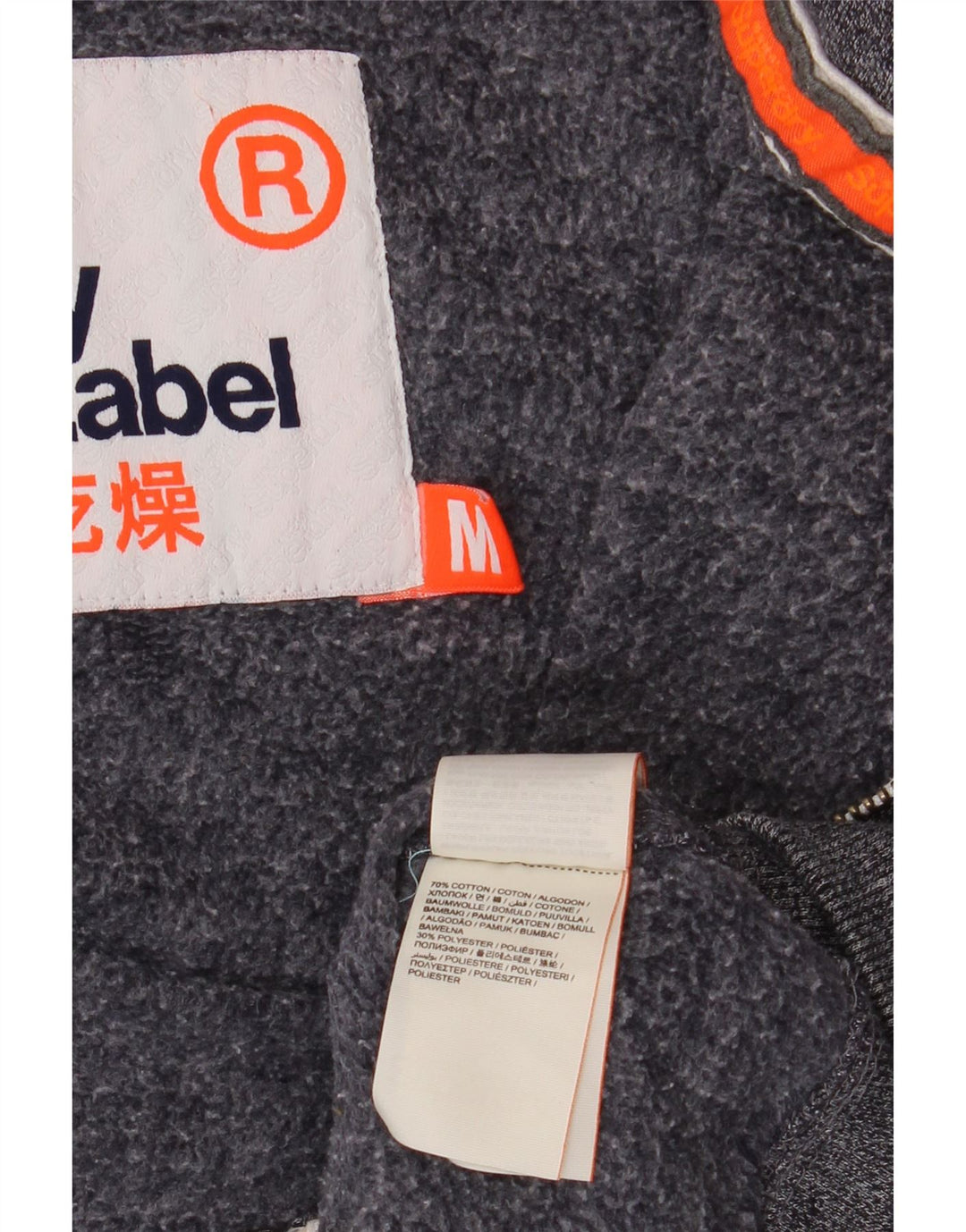 SUPERDRY Suéter con capucha y cremallera para hombre Algodón moteado azul marino mediano