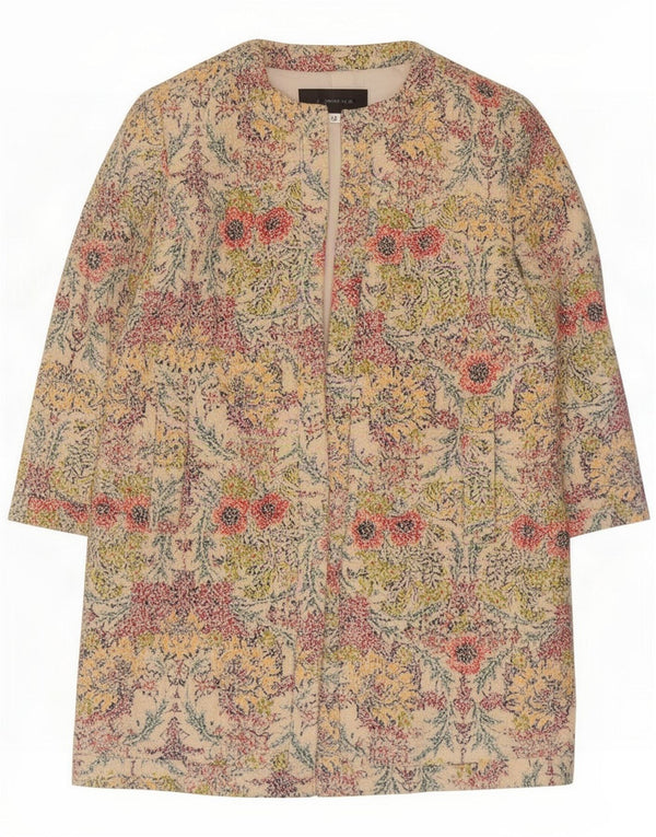 Zara Abrigo abierto de manga 3/4 para mujer ES 44 Medium Beige Floral