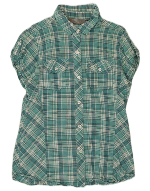 Camisa de manga corta para mujer Mountain Warehouse UK 40 Small Green Check Cotton
