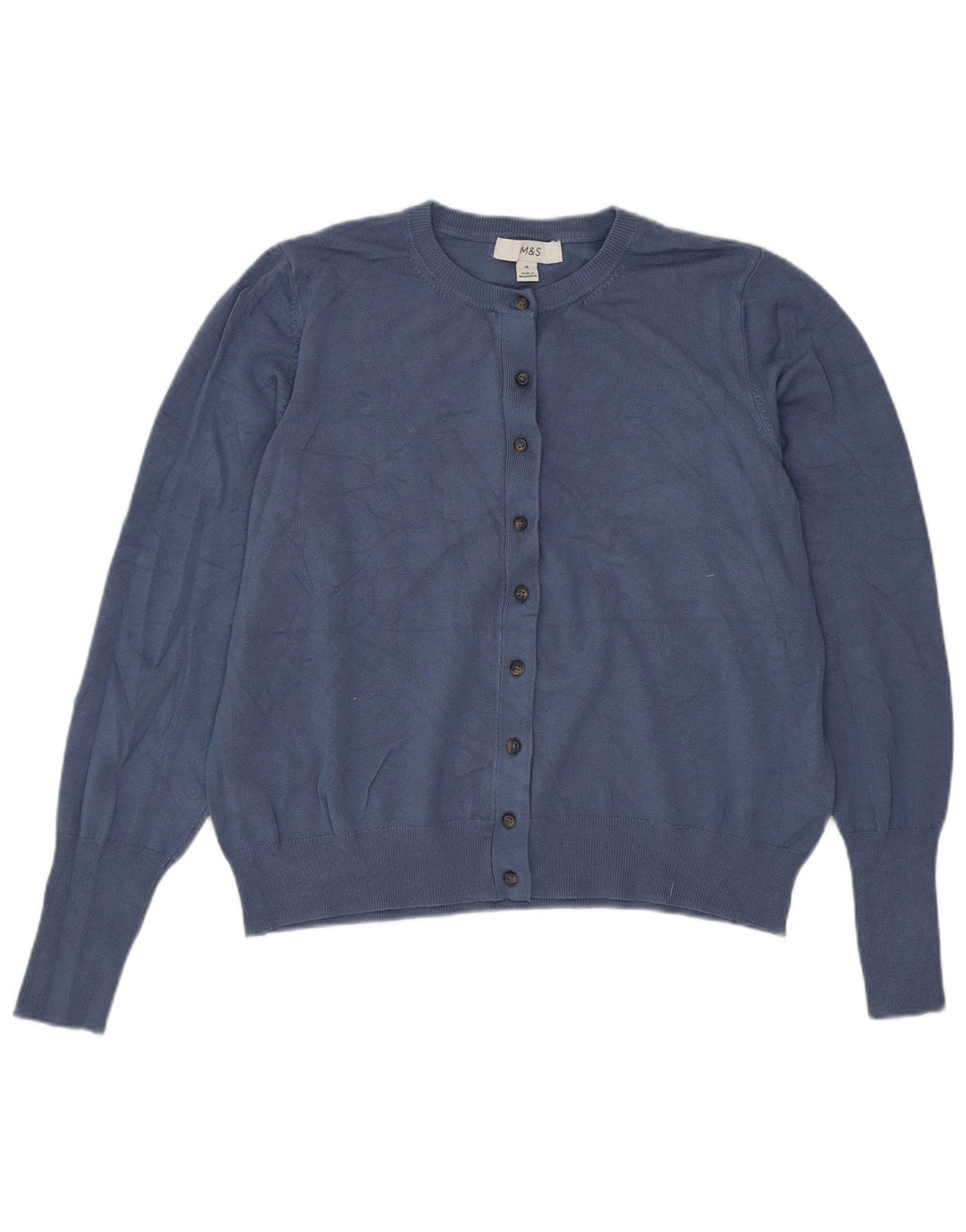 Marks & Spencer Suéter tipo cárdigan corto para mujer UK 46 Viscosa azul grande