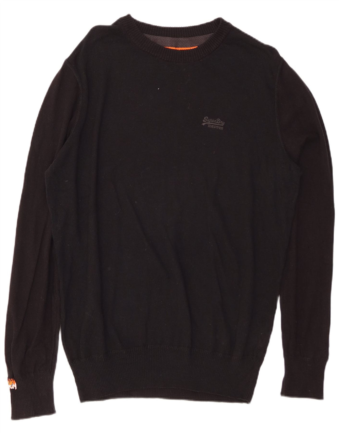 SUPERDRY Jersey de cuello redondo para hombre XL Algodón negro