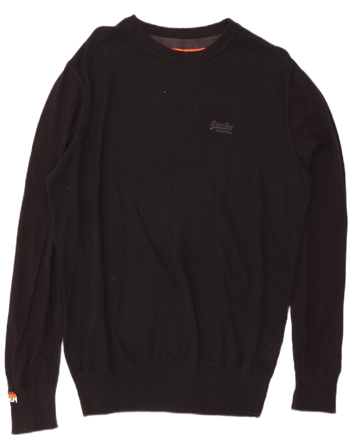 SUPERDRY Jersey de cuello redondo para hombre XL Algodón negro