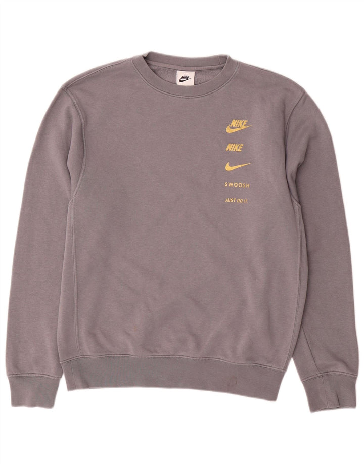 NIKE Hombre Swoosh Graphic Sudadera Jumper XS Gris Algodón