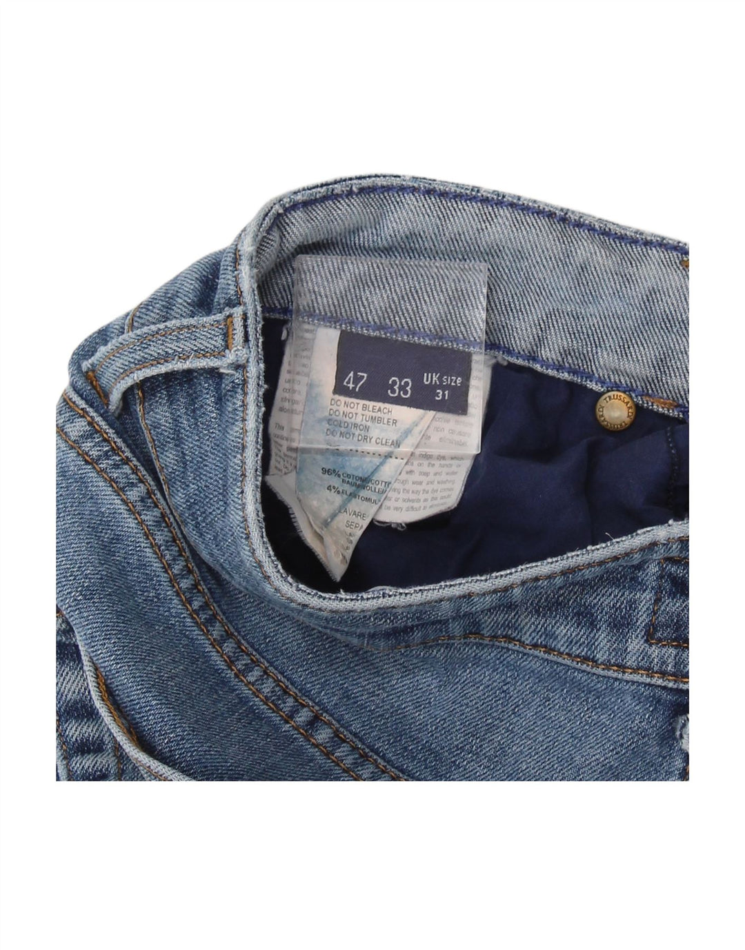 TRUSSARDI Womens Straight Jeans W31 L30 Blue Cotton