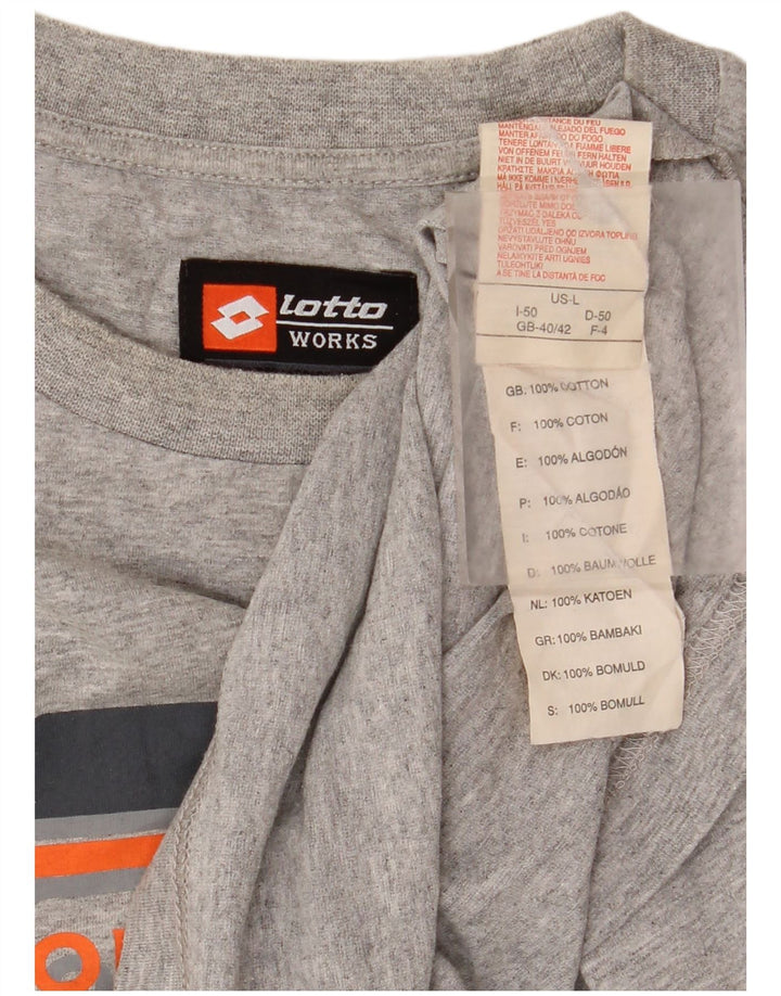 Lotto Camiseta sin mangas estampada para hombre Reino Unido 40/42 Algodón gris grande