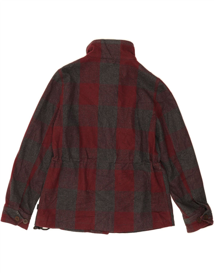 LEVI'S Womens Oversized Utility Jacket UK 10 Small Burgundy Check Vintage Levi's and Second-Hand Levi's from Messina Hembry 