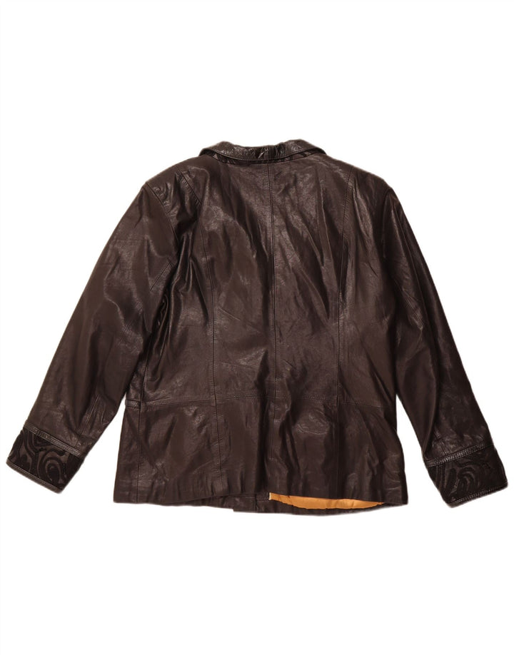 Vintage mujer chaqueta de cuero Reino Unido 22 3XL cuero negro