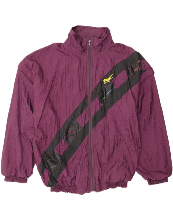 Vintage hombres chándal top chaqueta 2XL granate colorblock nylon