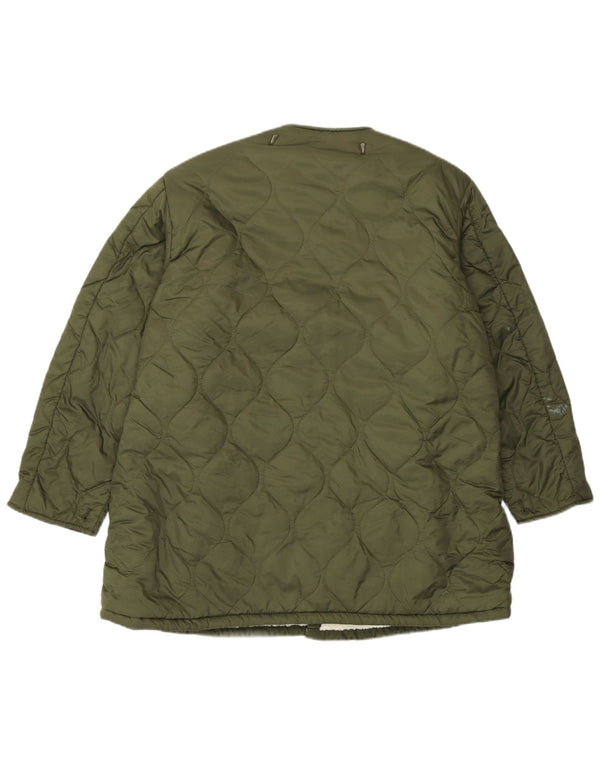 Diesel Chaqueta Acolchada Sherpa Liner para Mujer UK 44 Large Nylon Caqui