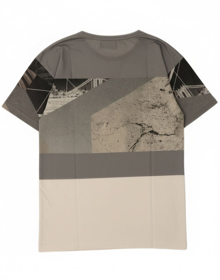 Zara Hombre Camiseta Gráfica Top Small Gris Colorblock