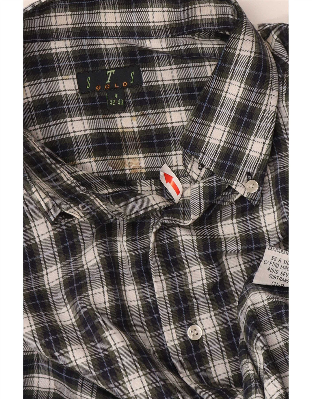 STS Camisa De Franela Hombre Talla 42/43 Grande Azul Cuadros Poliéster