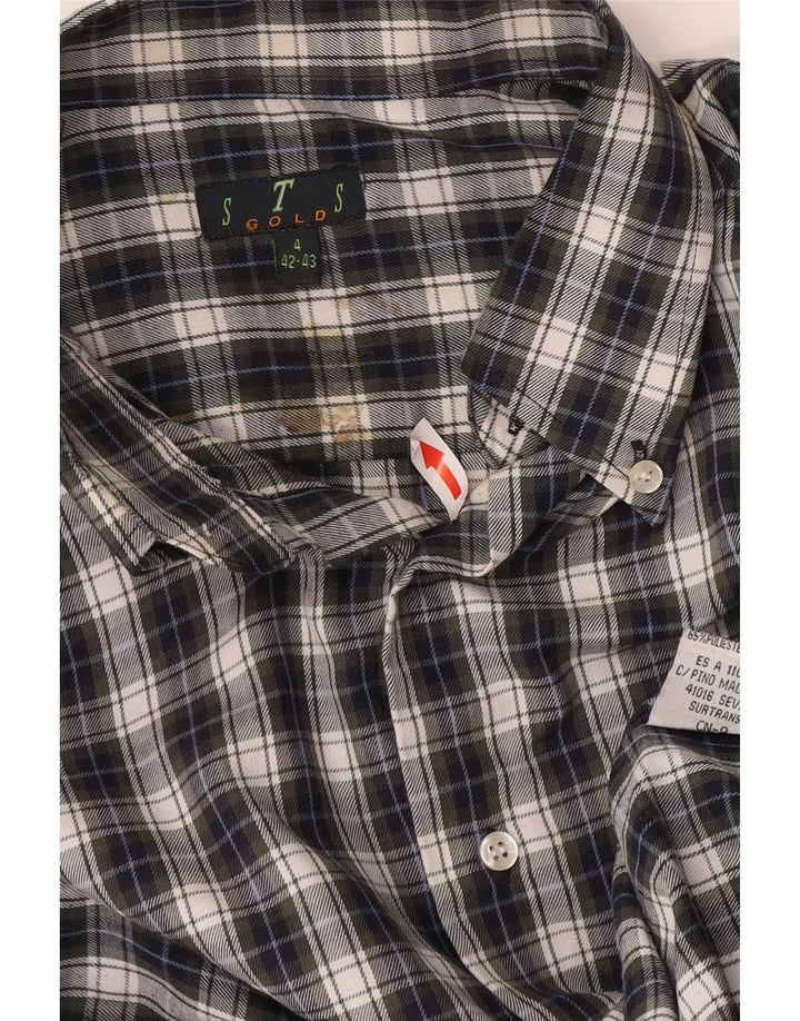 STS Camisa De Franela Hombre Talla 42/43 Grande Azul Cuadros Poliéster