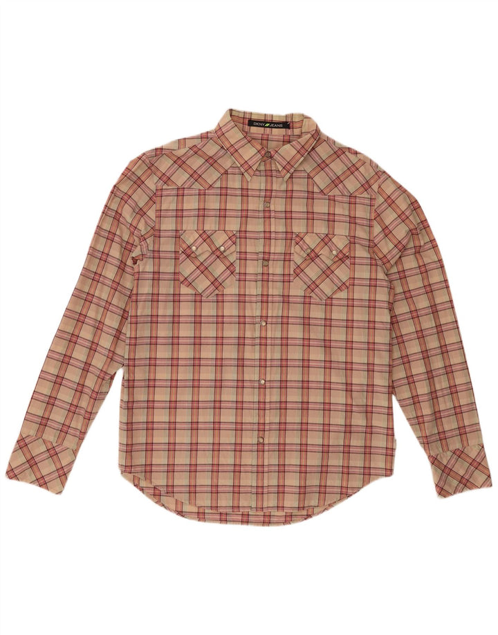 Camisa DKNY para hombre de algodón a cuadros beige medio