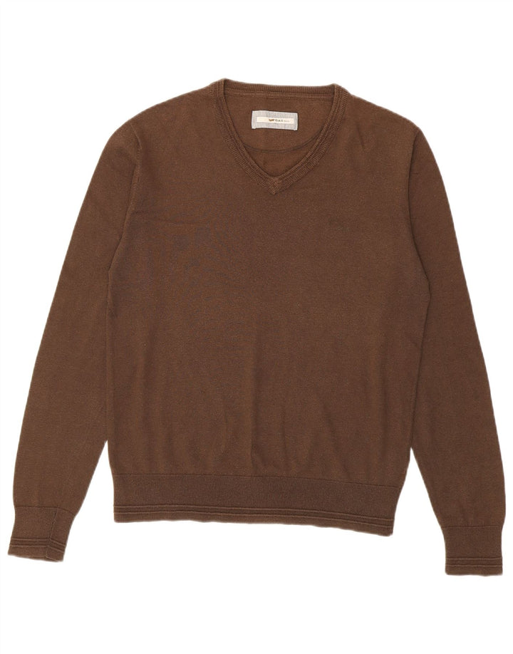 Gas Hombre Jersey Con Cuello En V Jersey De Algodón Marrón Medio