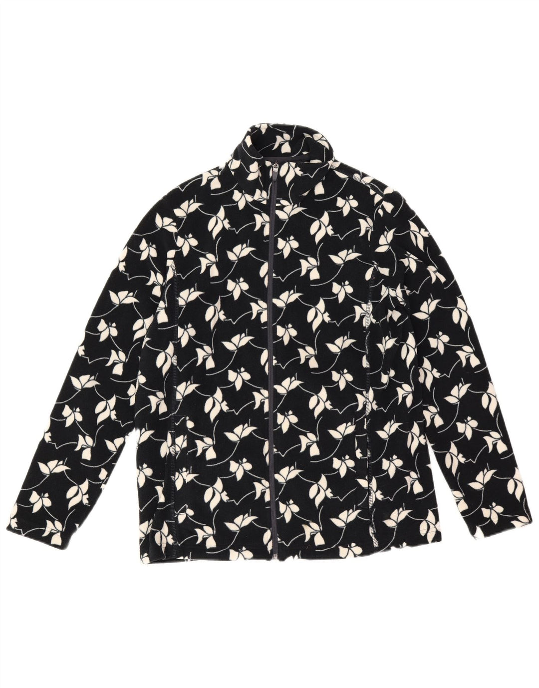 Lands End Chaqueta polar para mujer UK 14 Mediana Azul marino Poliéster floral
