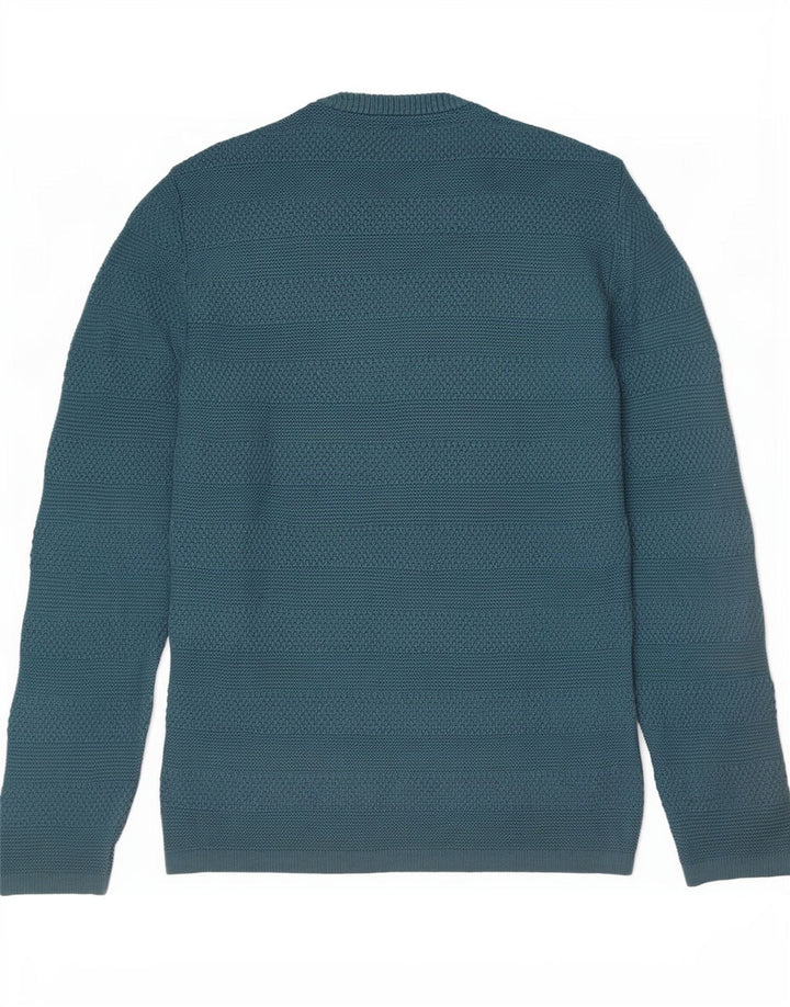 Zara Hombre Jersey Cuello Redondo Jersey Algodón Rayas Azul Medio