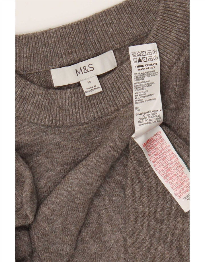 Marks & Spencer Jersey de cuello redondo para mujer UK 44 Poliéster gris medio