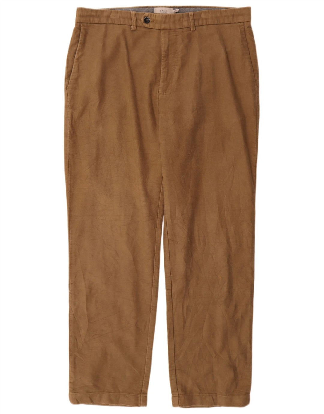 Marks & Spencer Pantalón de traje regular recto para hombre W36 L31 Algodón beige