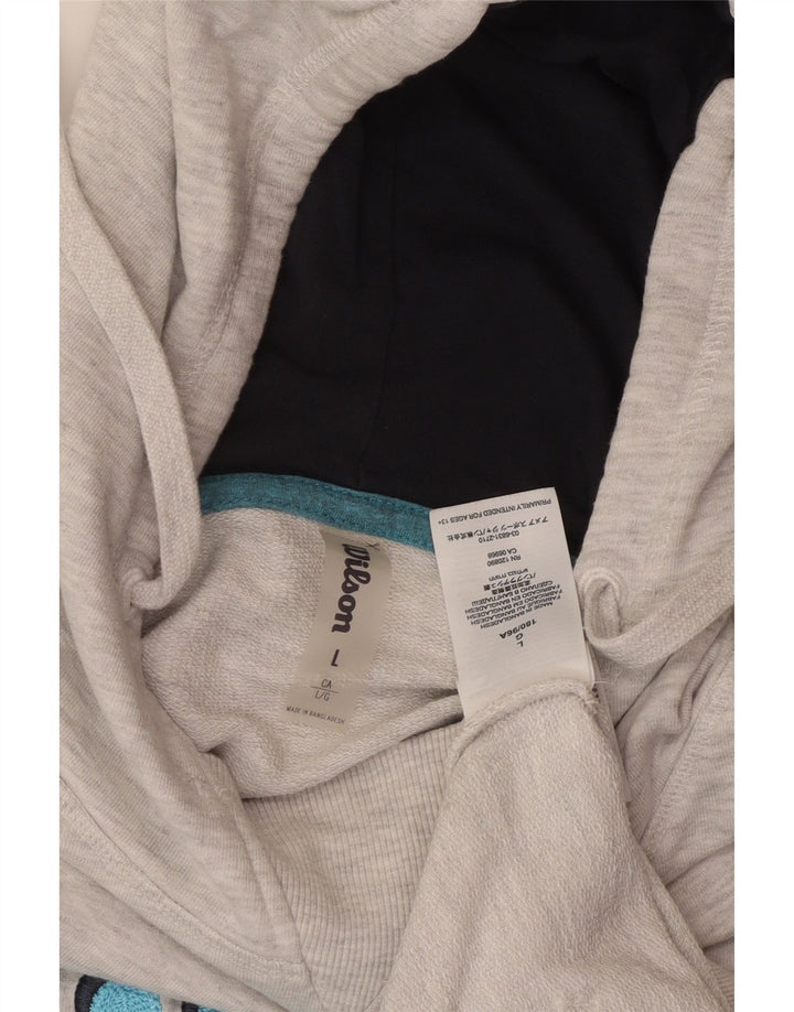 WILSON Jersey con capucha gráfica para hombre de algodón moteado gris grande