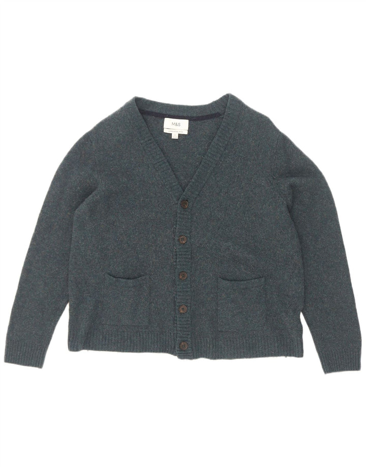 Marks & Spencer Suéter tipo cárdigan para hombre 2XL Lana azul