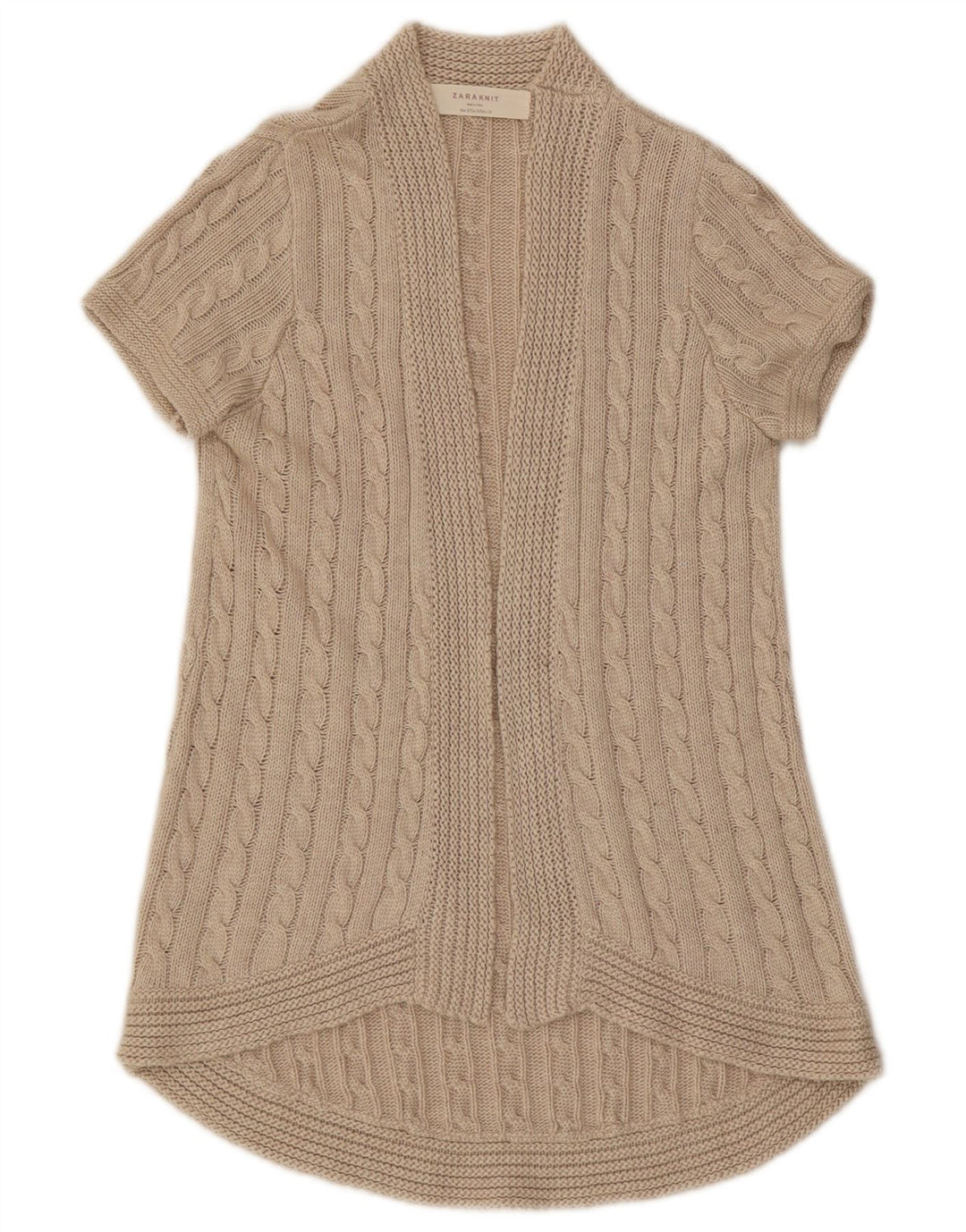 ZARA Womens Short Sleeve Open Cardigan Sweater UK 10 Small Grey