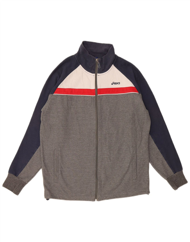 ASICS Chaqueta de chándal para hombre de algodón color block gris medio