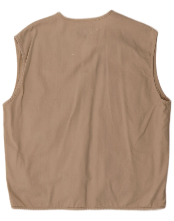 Vintage hombres utilidad Gilet Reino Unido 38 algodón beige medio