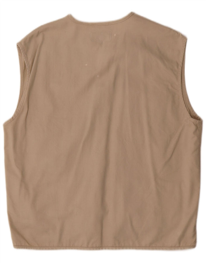 Vintage hombres utilidad Gilet Reino Unido 38 algodón beige medio