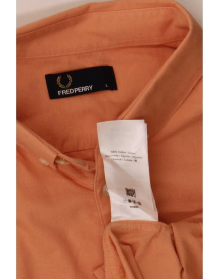 Fred Perry Camisa De Manga Corta Para Hombre Grande Naranja Algodón