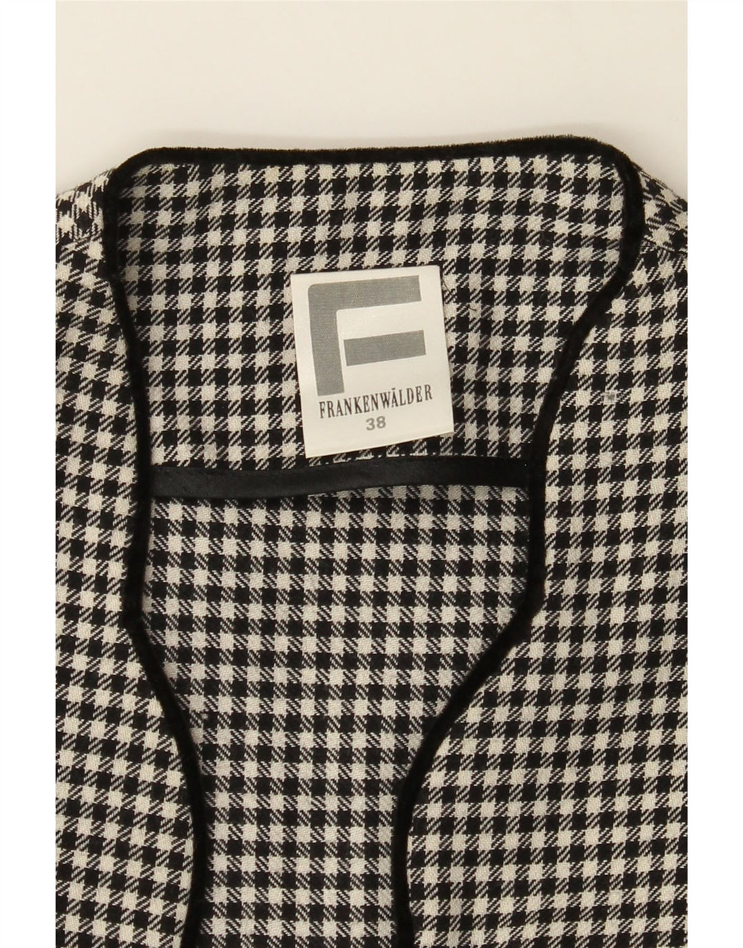 FRANKENWALDER Womens 5 Button Blazer Jacket EU 38 Medium Black Houndstooth Vintage Frankenwalder and Second-Hand Frankenwalder from Messina Hembry 