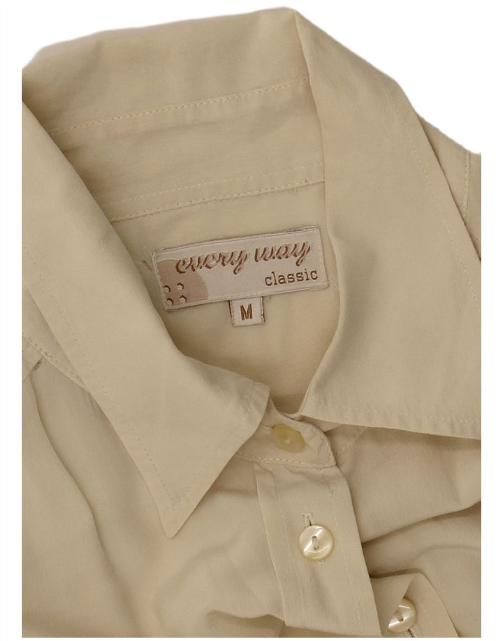 VINTAGE Womens Classic Shirt Blouse UK 14 Medium Beige