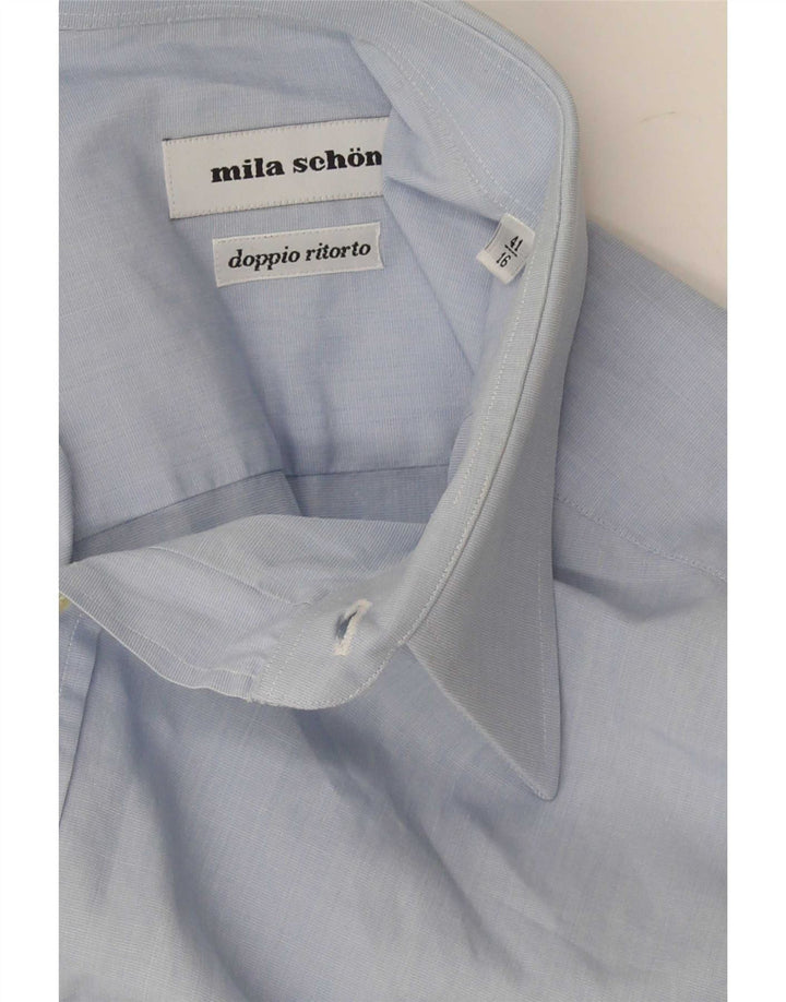 Mila Schon Camisa de manga corta para hombre Talla 41 16 Grande Azul
