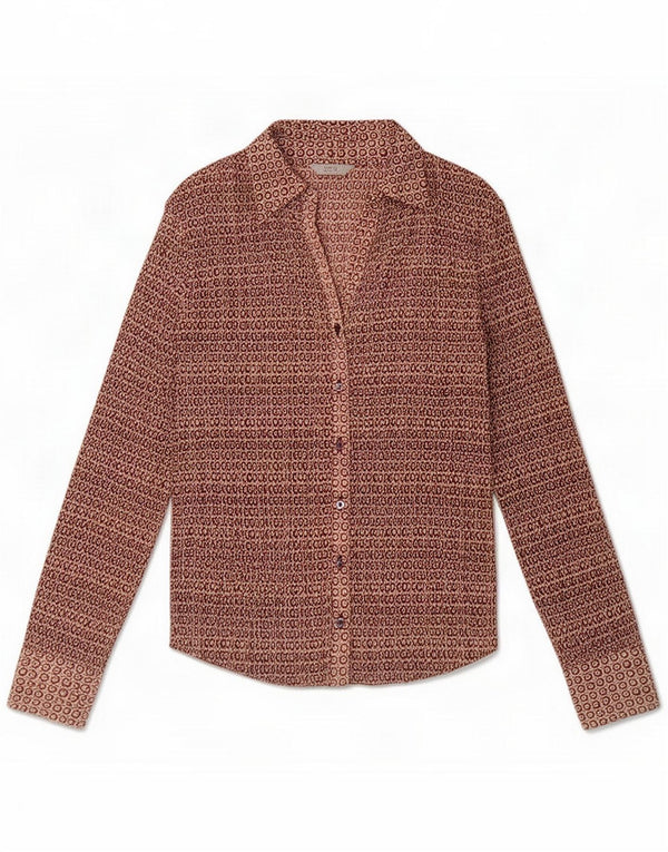 Marks & Spencer Blusa para mujer UK 44 Grande Borgoña Geométrica