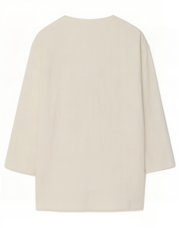 Zara Mujer Chaqueta Blazer Extragrande Larga UK 6 XS Algodón Blanco