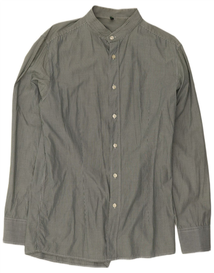 Camisa Benetton para hombre verde medio a rayas clásica