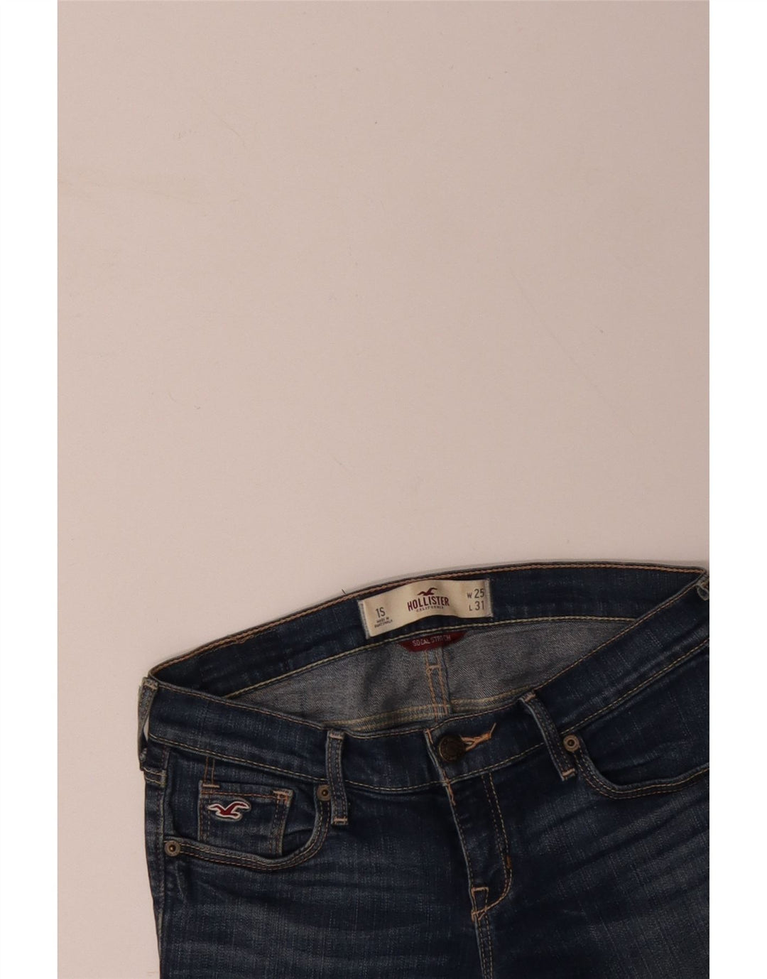HOLLISTER Jeans ajustados para mujer US 1 XS W25 L31 Algodón azul