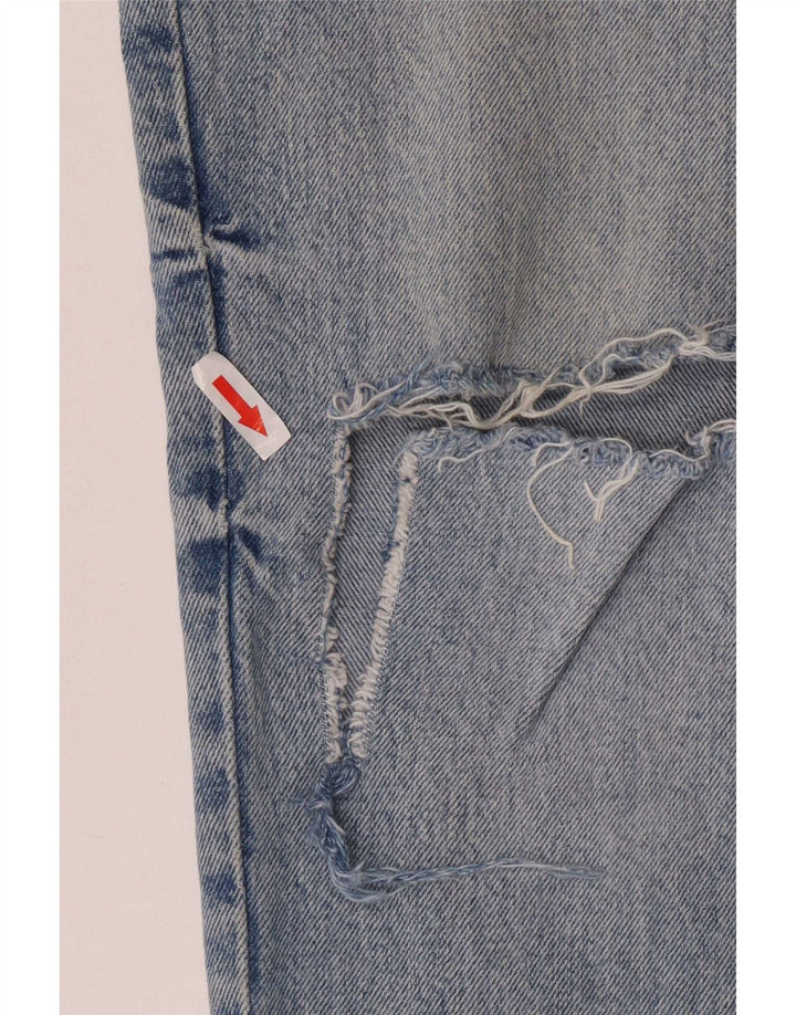 Zara Vaqueros Rectos Desgastados para Mujer EU 40 Medium W30 L28 Azul