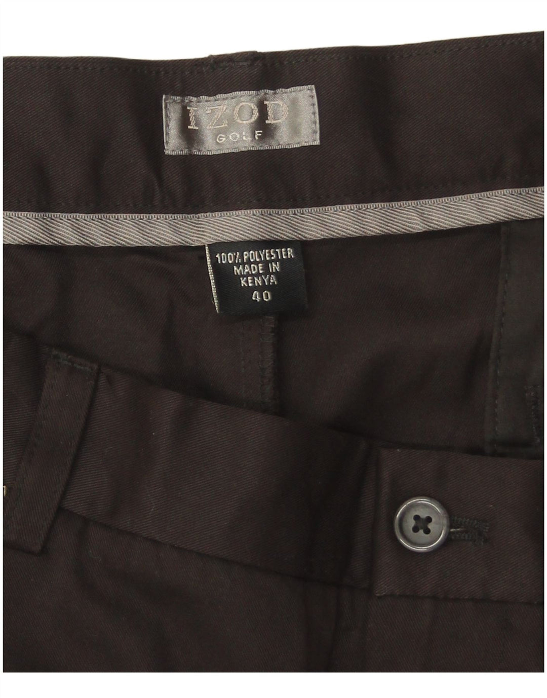 Izod Pantalones cortos chinos de golf para hombre W40 XL Poliéster negro