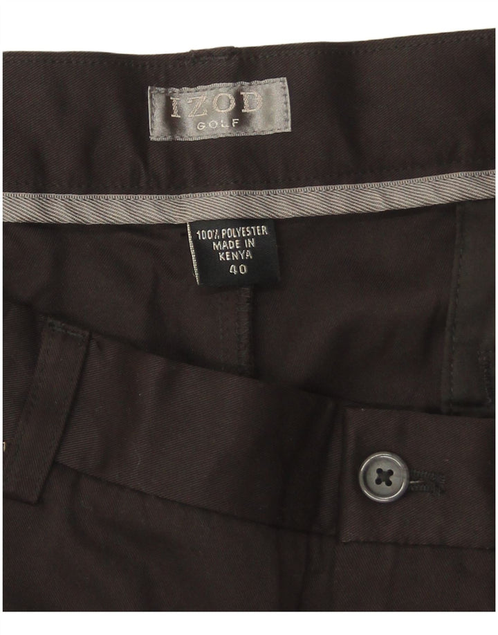 Izod Pantalones cortos chinos de golf para hombre W40 XL Poliéster negro