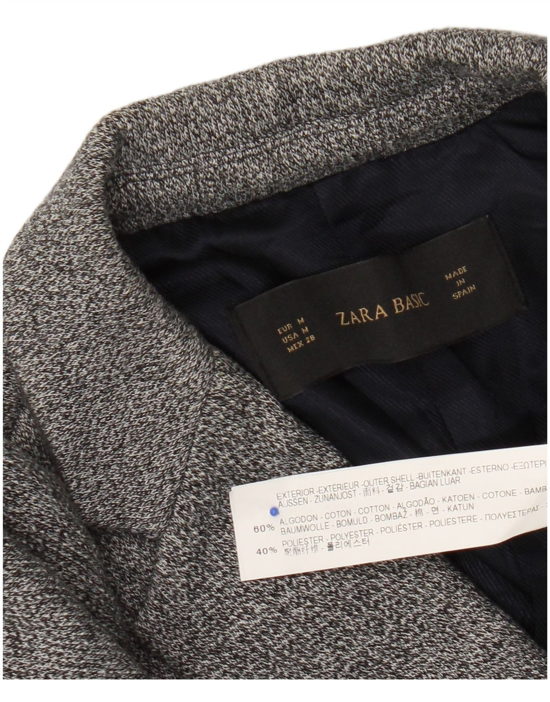 Zara Chaqueta tipo blazer de punto con 1 botón para mujer Reino Unido 42 Algodón moteado gris medio