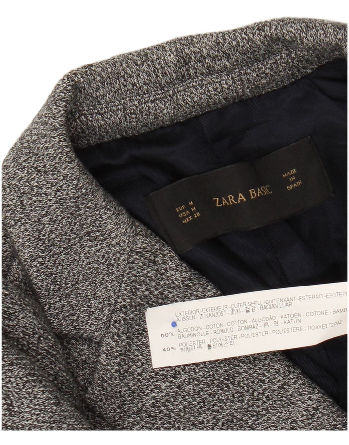 Zara Chaqueta tipo blazer de punto con 1 botón para mujer Reino Unido 42 Algodón moteado gris medio