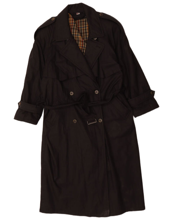 Vintage mujer oversize gabardina Reino Unido 16 grande negro