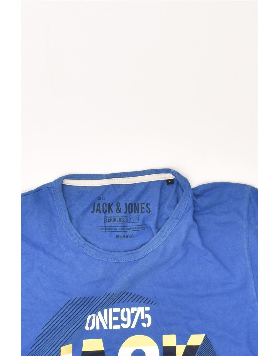 JACK & JONES Mens Slim Graphic T-Shirt Top Large Blue Cotton | Vintage Jack & Jones | Thrift | Second-Hand Jack & Jones | Used Clothing | Messina Hembry 
