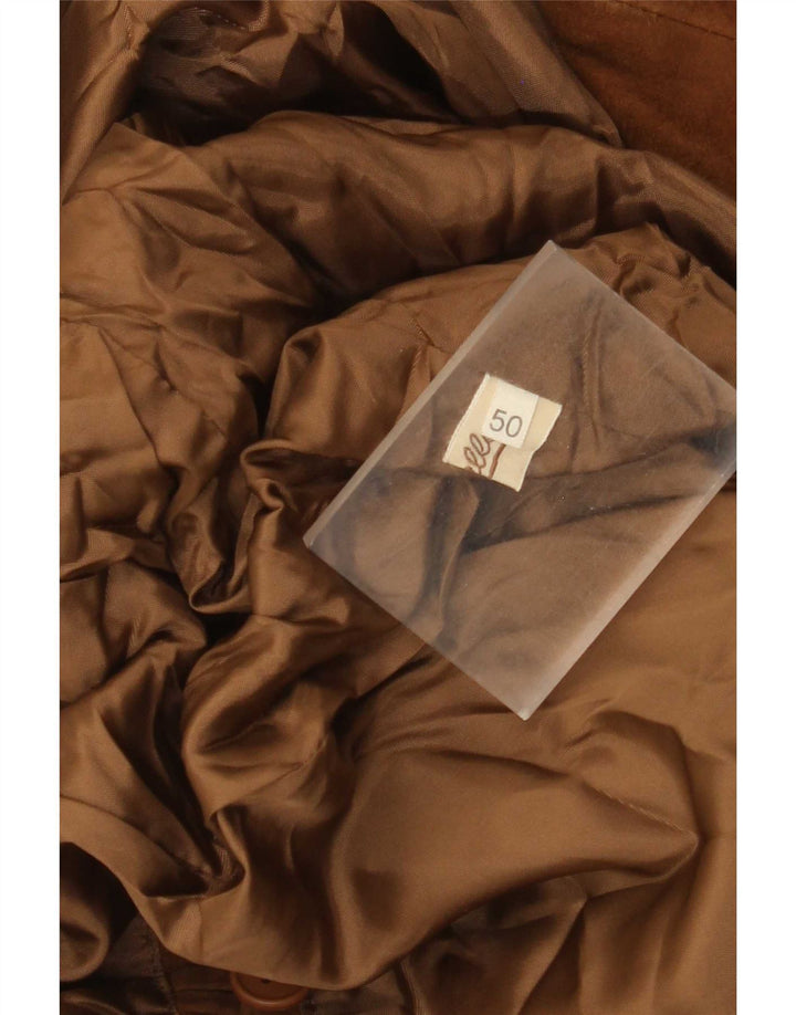 Vintage mujer ante doble pecho Blazer chaqueta IT 50 XL cuero beige