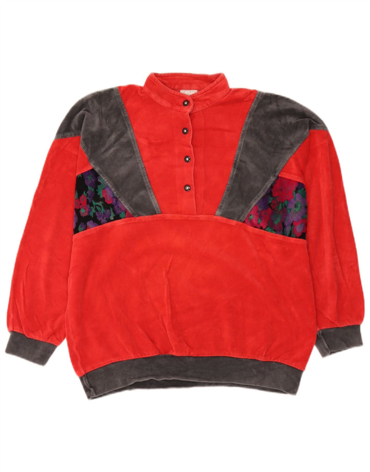Vintage mujer suelta ajuste sudadera jumper UE 38 medio rojo colorblock